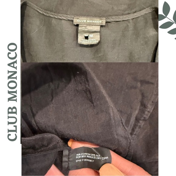 Club Monaco Black Semi Sheer Ruffle Front Silk Blend Cotton Blouse – Size Medium - Picture 6 of 6